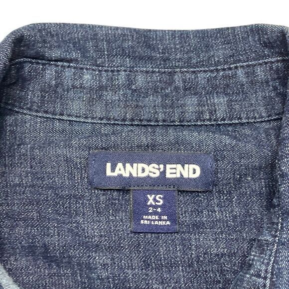 Lands End Denim Dress Womens XS Blue Belted Pockets Comfy Western‎ Core Stretchy - Picture 15 of 16